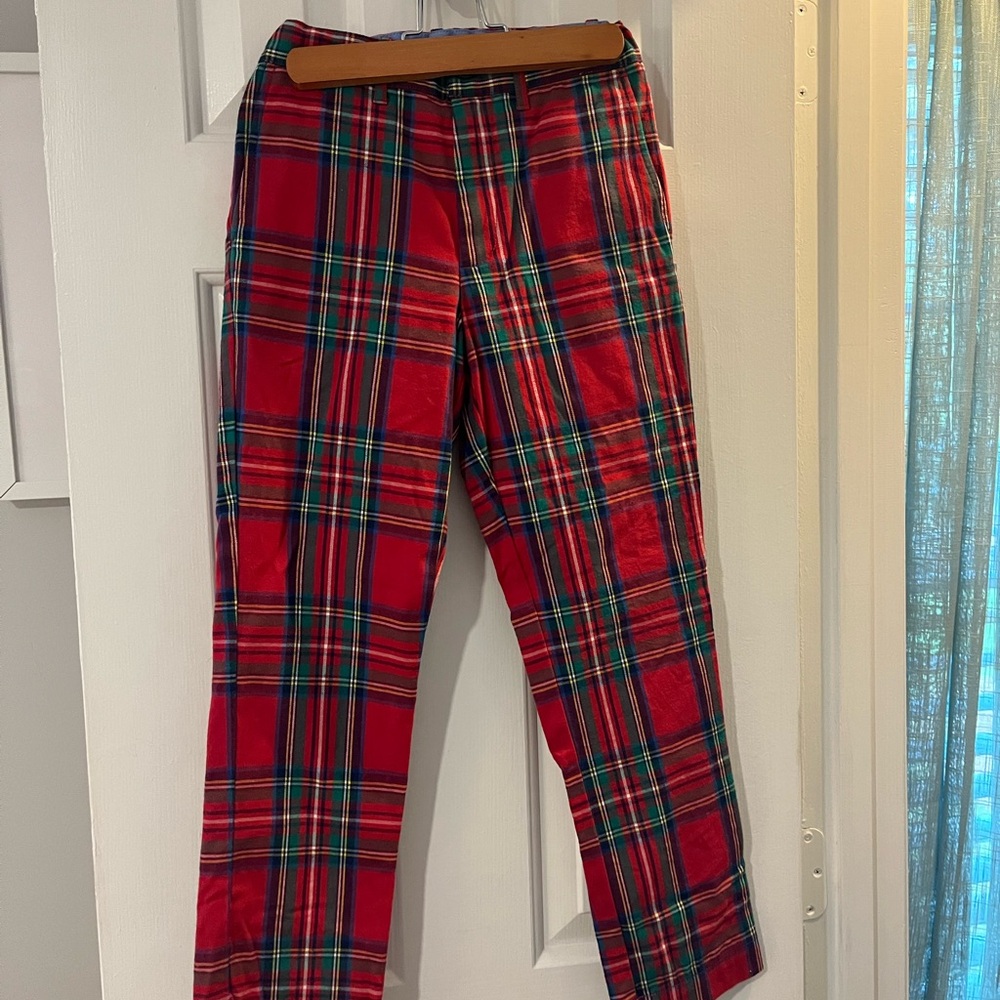 Brown Bowen and Company red plaid holiday pants for boys